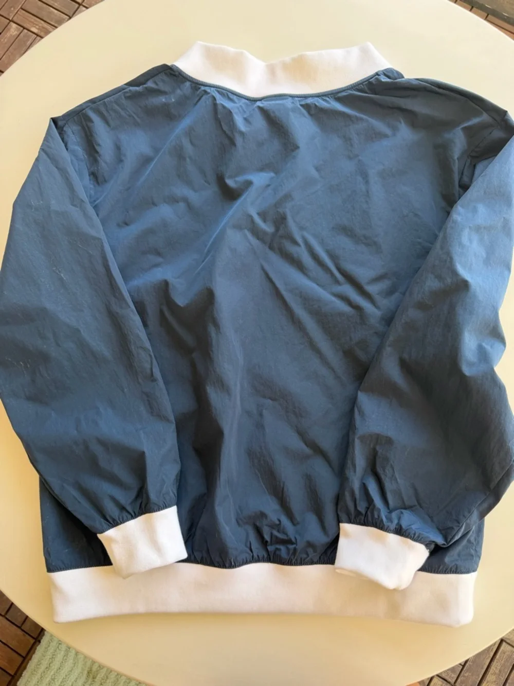 Nike Navy Blue & White V-Neck Oversized Windbreaker Pullover S